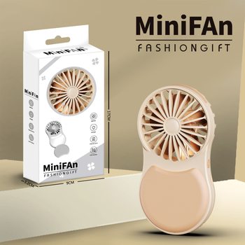 Prenosni sklopivi mini ventilator s USB punjenjem i ogledalom za šminku, 5 lopatica, 4 brzine, ugrađena baterija