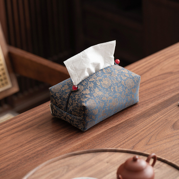 Platnena kutija za maramice u kineskom stilu s motivom lotosovih grana, retro dizajn, pogodna za čajni stol i dnevni boravak