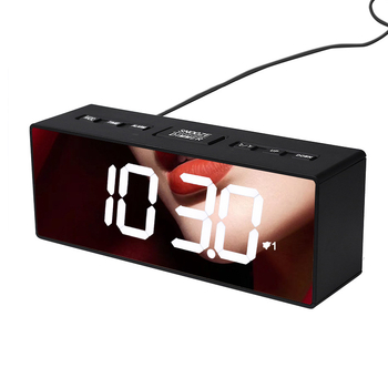 Pametni FM radio sat s LED ogledalom zaslonom, velike brojke, budilnik s odgođenim alarmom, kalendar, svjetsko vrijeme, termometar