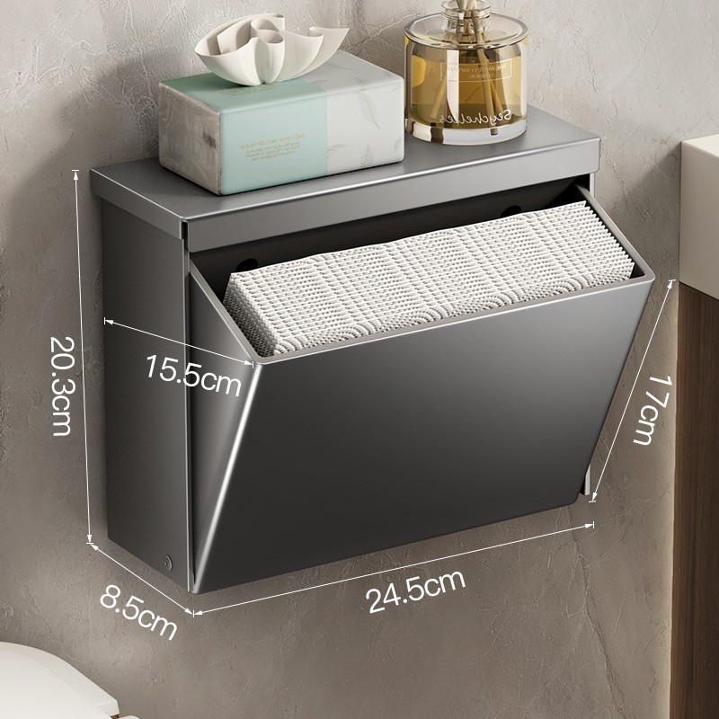 Zidni držač toaletnog papira, vodootporan, od aluminija, moderan minimalistički dizajn
