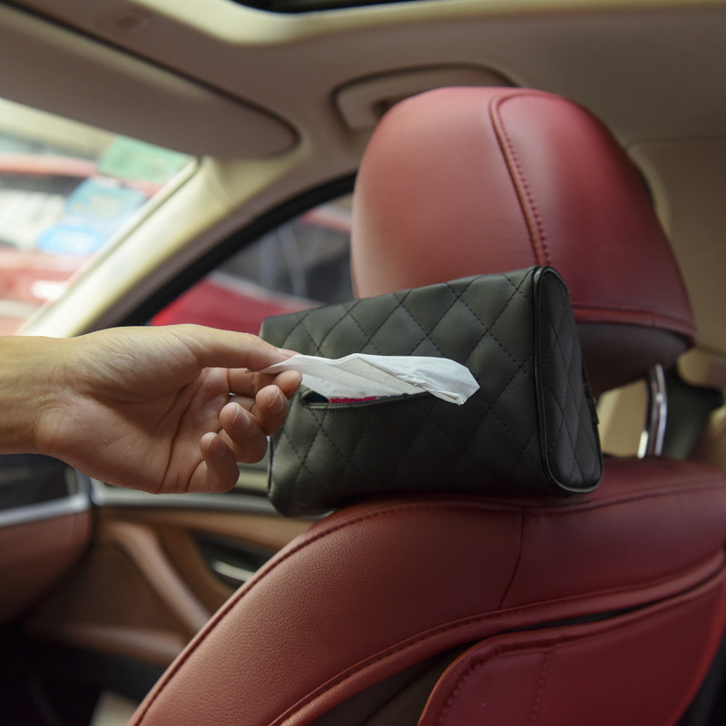 Kožna kutija za maramice za automobil, viseća s naslona stražnjeg sjedala, kompatibilna sa sunčanim vizirima, dimenzije 17 × 11,5 × 7 cm