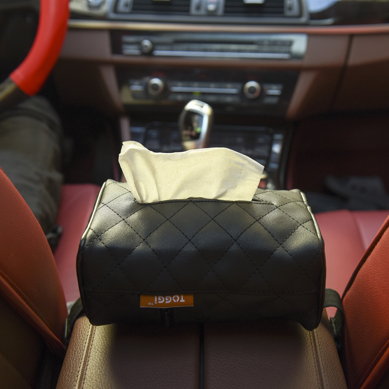 Kožna kutija za maramice za automobil, viseća s naslona stražnjeg sjedala, kompatibilna sa sunčanim vizirima, dimenzije 17 × 11,5 × 7 cm