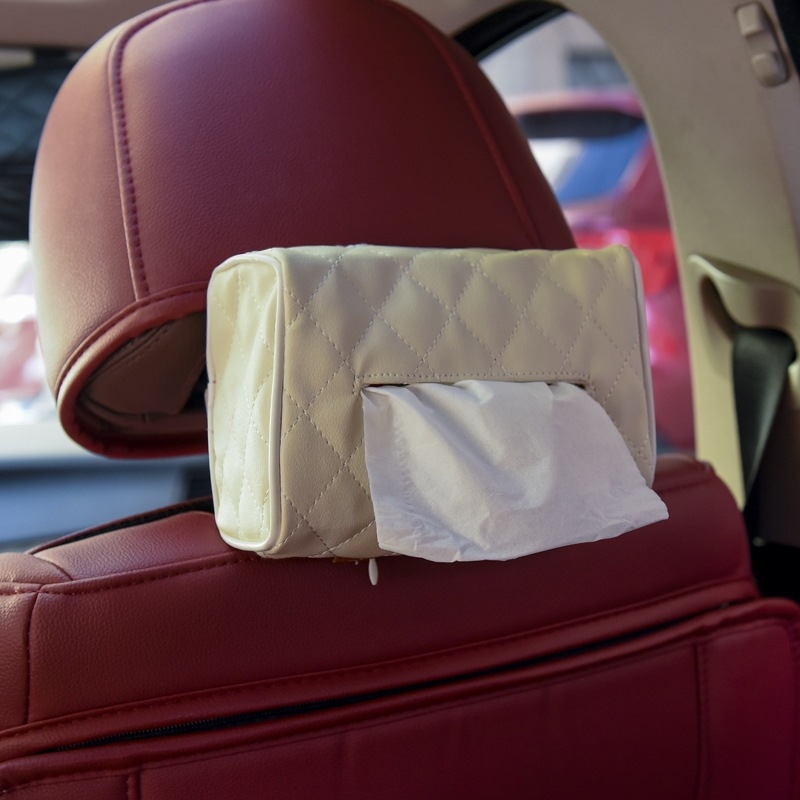 Kožna kutija za maramice za automobil, viseća s naslona stražnjeg sjedala, kompatibilna sa sunčanim vizirima, dimenzije 17 × 11,5 × 7 cm