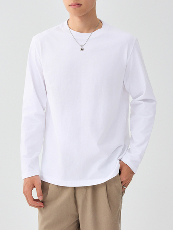 Moomaike Ανδρικό μακρυμάνικο T-shirt από 230 g combed cotton, άνοιξη 2026, μονόχρωμο, Κωδ. 75147