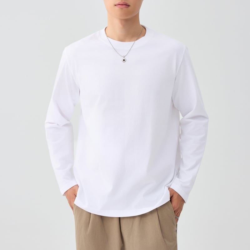 Moomaike Ανδρικό μακρυμάνικο T-shirt από 230 g combed cotton, άνοιξη 2026, μονόχρωμο, Κωδ. 75147