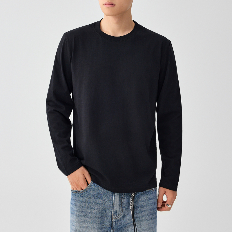 Moomaike Ανδρικό μακρυμάνικο T-shirt από 230 g combed cotton, άνοιξη 2026, μονόχρωμο, Κωδ. 75147