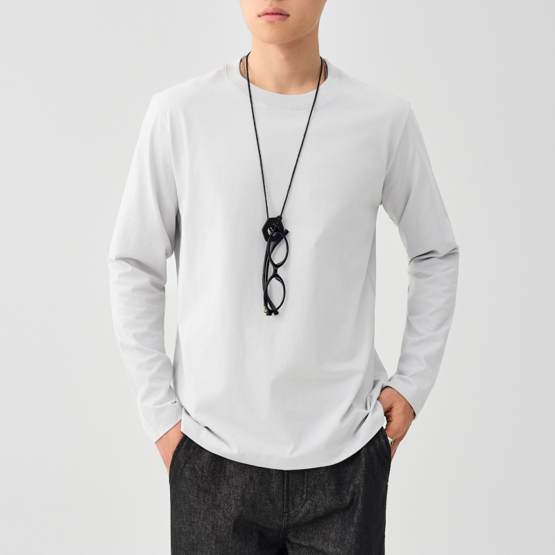 Moomaike Ανδρικό μακρυμάνικο T-shirt από 230 g combed cotton, άνοιξη 2026, μονόχρωμο, Κωδ. 75147