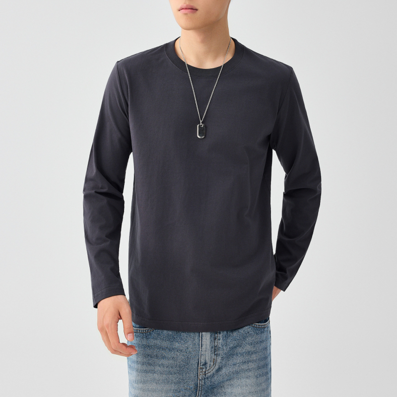 Moomaike Ανδρικό μακρυμάνικο T-shirt από 230 g combed cotton, άνοιξη 2026, μονόχρωμο, Κωδ. 75147