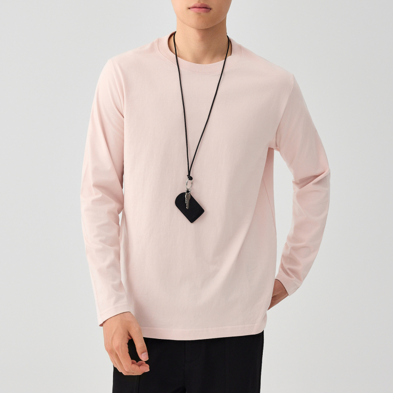 Moomaike Ανδρικό μακρυμάνικο T-shirt από 230 g combed cotton, άνοιξη 2026, μονόχρωμο, Κωδ. 75147