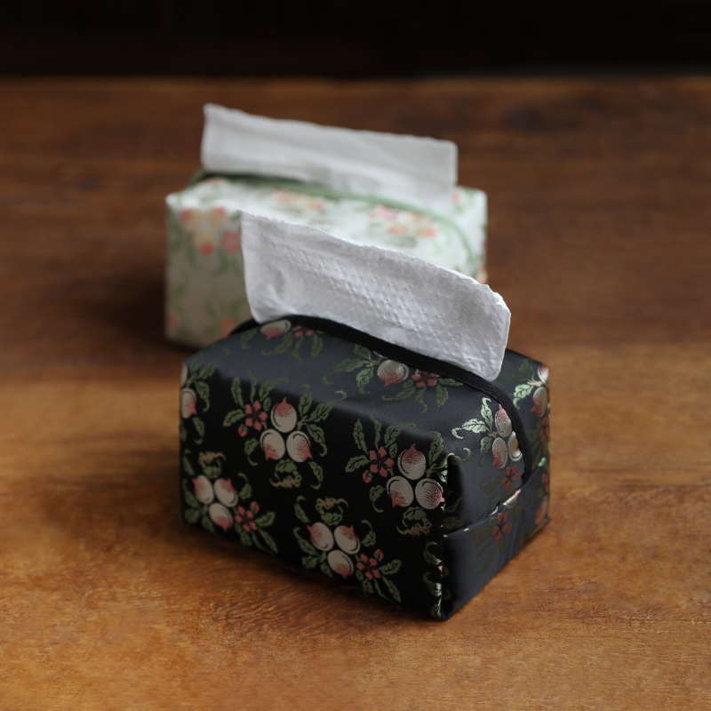 ErYa čínskeho štýlu s broskyňovým vzorom, vreckovková krabička z jacquardovej tkaniny, vintage čajový salón, textilný úložný obal, vreckovkové vrecko na čajovú ceremoniu