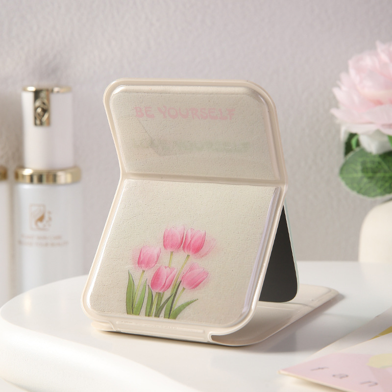 Tulip αναδιπλούμενος φορητός καθρέφτης μακιγιάζ, συμπαγής καθρέφτης για ταξίδια