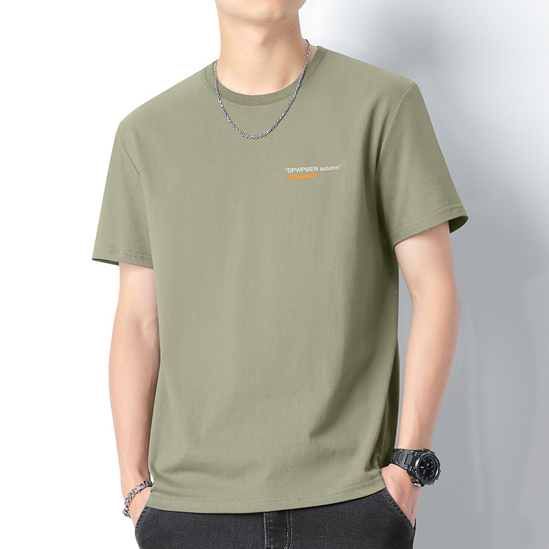 260 g βαμβακερό κοντομάνικο T‑shirt για άνδρες, λαιμός στρογγυλός, καλοκαίρι, 100% βαμβάκι