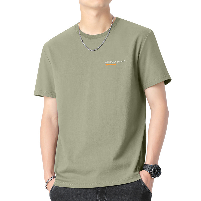 260 g βαμβακερό κοντομάνικο T‑shirt για άνδρες, λαιμός στρογγυλός, καλοκαίρι, 100% βαμβάκι