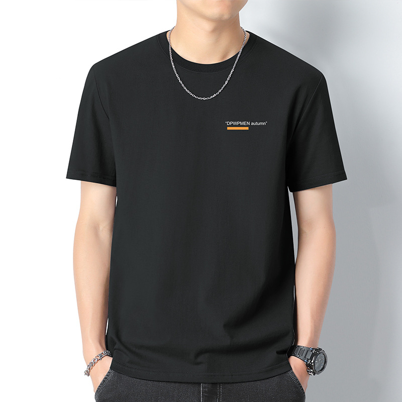 260 g βαμβακερό κοντομάνικο T‑shirt για άνδρες, λαιμός στρογγυλός, καλοκαίρι, 100% βαμβάκι