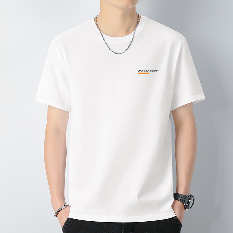 260 g βαμβακερό κοντομάνικο T‑shirt για άνδρες, λαιμός στρογγυλός, καλοκαίρι, 100% βαμβάκι