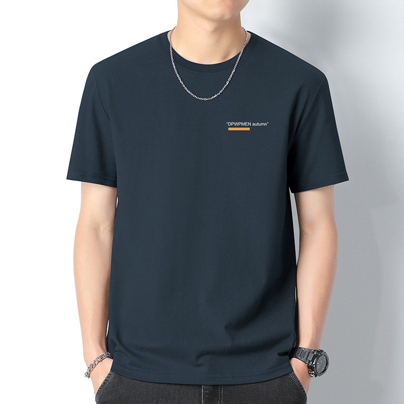 260 g βαμβακερό κοντομάνικο T‑shirt για άνδρες, λαιμός στρογγυλός, καλοκαίρι, 100% βαμβάκι