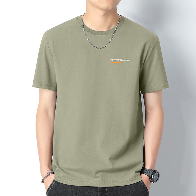 260 g βαμβακερό κοντομάνικο T‑shirt για άνδρες, λαιμός στρογγυλός, καλοκαίρι, 100% βαμβάκι