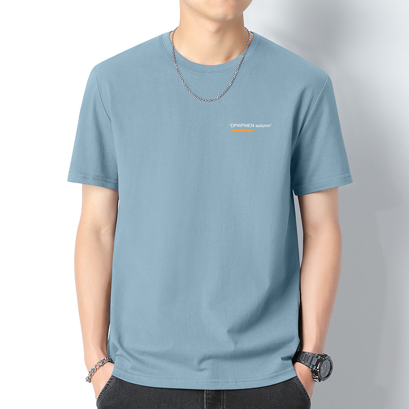260 g βαμβακερό κοντομάνικο T‑shirt για άνδρες, λαιμός στρογγυλός, καλοκαίρι, 100% βαμβάκι