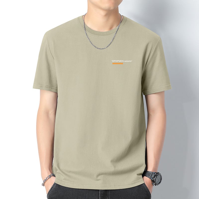 260 g βαμβακερό κοντομάνικο T‑shirt για άνδρες, λαιμός στρογγυλός, καλοκαίρι, 100% βαμβάκι