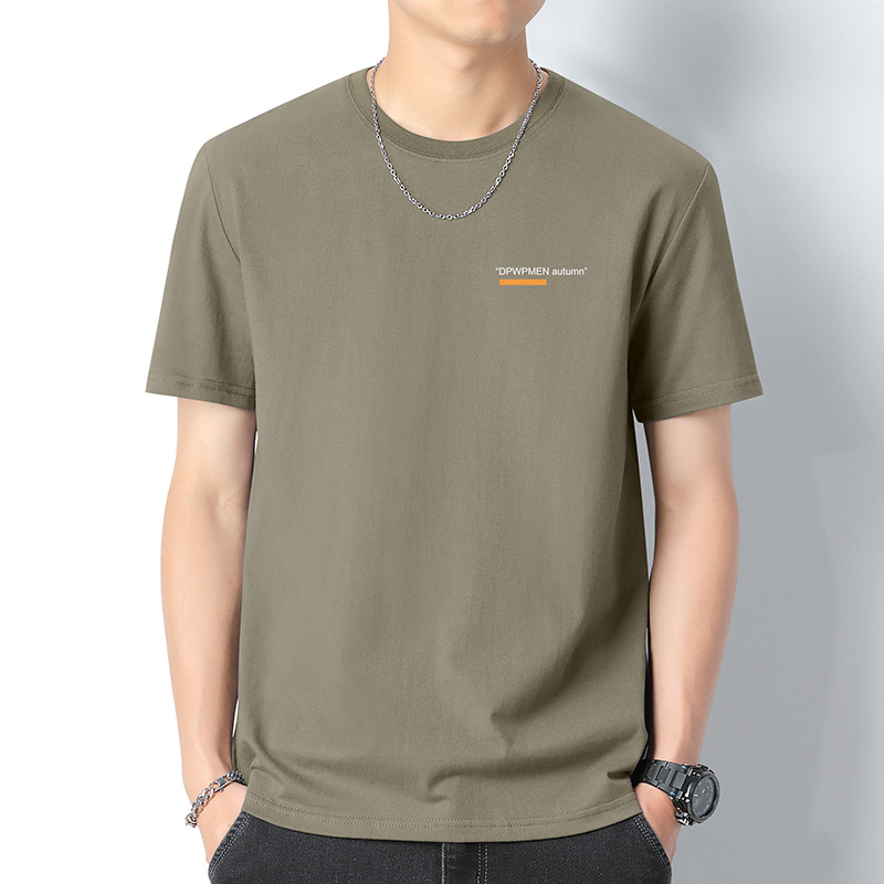 260 g βαμβακερό κοντομάνικο T‑shirt για άνδρες, λαιμός στρογγυλός, καλοκαίρι, 100% βαμβάκι