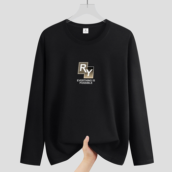 Muški T-shirt od gustog pamuka, s okruglim izrezom i dugim rukavima, novi jesenski stil, opušten kroj, svakodnevna upotreba.