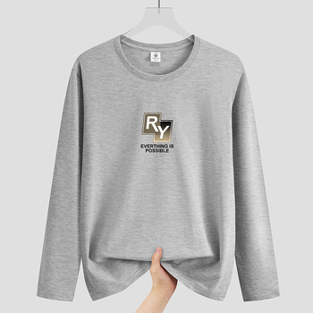 Muški T-shirt od gustog pamuka, s okruglim izrezom i dugim rukavima, novi jesenski stil, opušten kroj, svakodnevna upotreba.