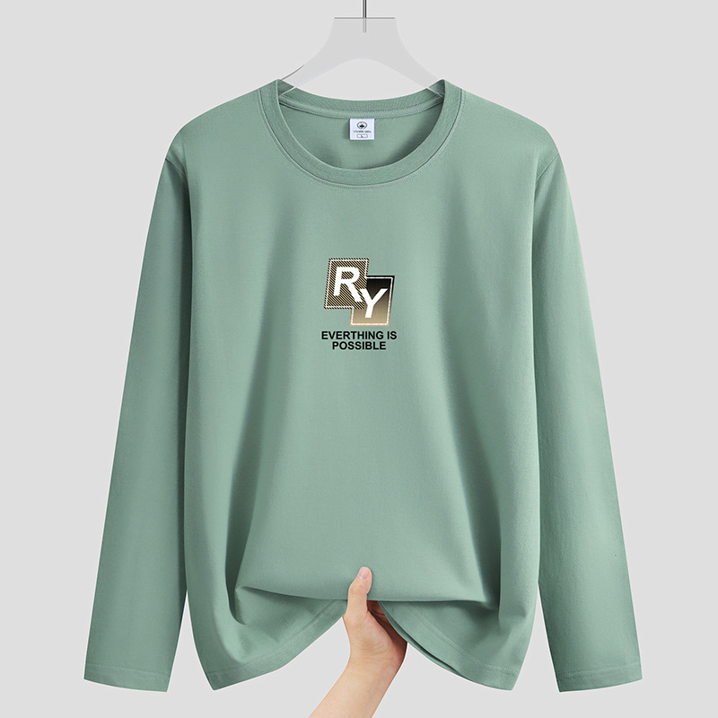 Muški T-shirt od gustog pamuka, s okruglim izrezom i dugim rukavima, novi jesenski stil, opušten kroj, svakodnevna upotreba.