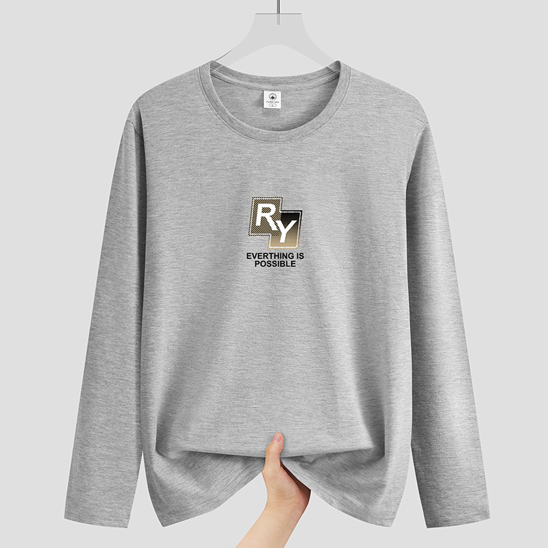 Muški T-shirt od gustog pamuka, s okruglim izrezom i dugim rukavima, novi jesenski stil, opušten kroj, svakodnevna upotreba.