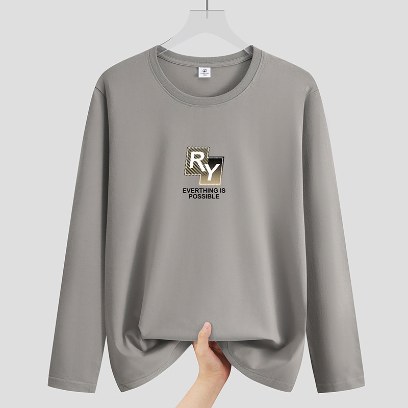 Muški T-shirt od gustog pamuka, s okruglim izrezom i dugim rukavima, novi jesenski stil, opušten kroj, svakodnevna upotreba.