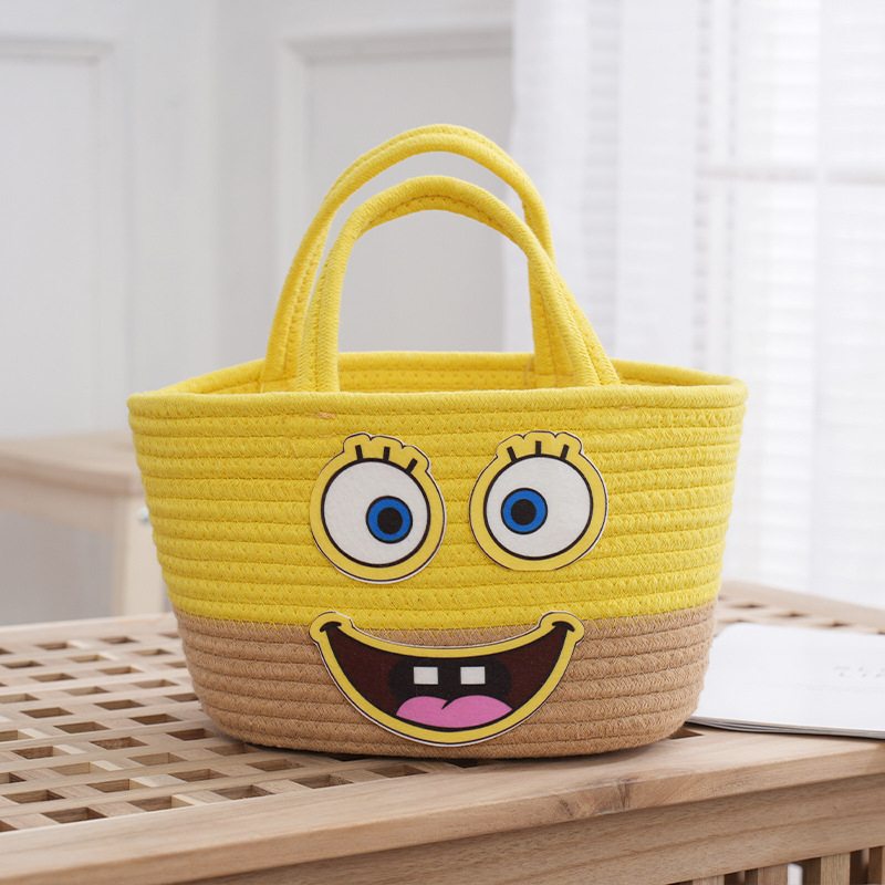 SpongeBob koš za pohranu na stolu, ručno pleten od debelog pamukovog užeta
