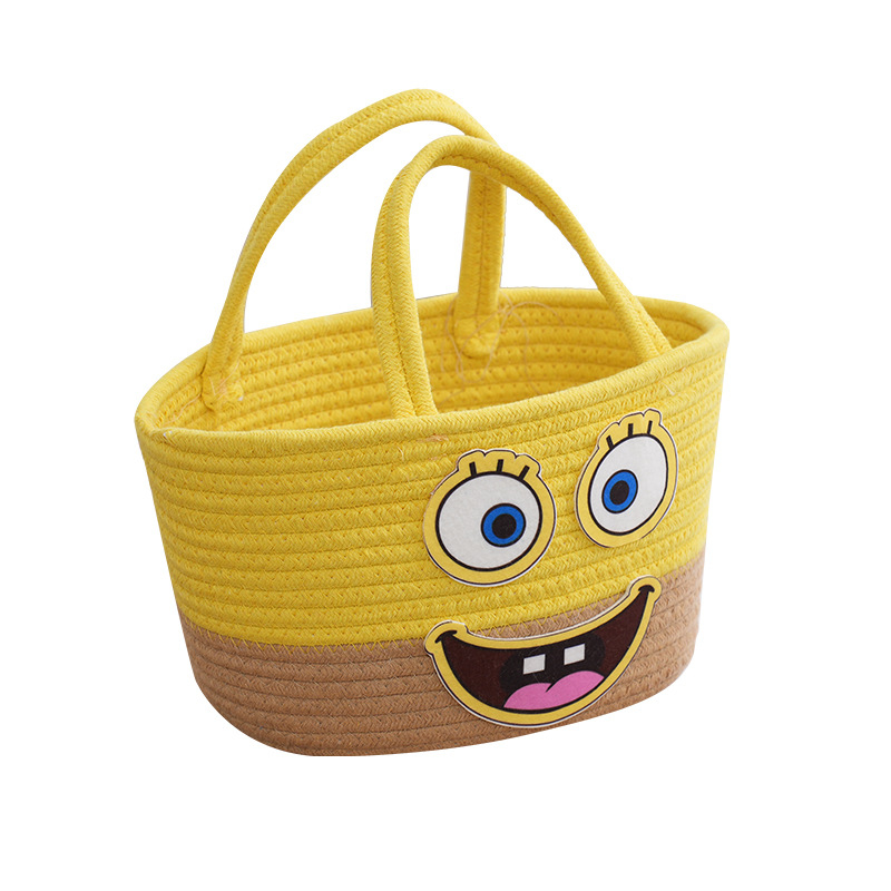 SpongeBob koš za pohranu na stolu, ručno pleten od debelog pamukovog užeta