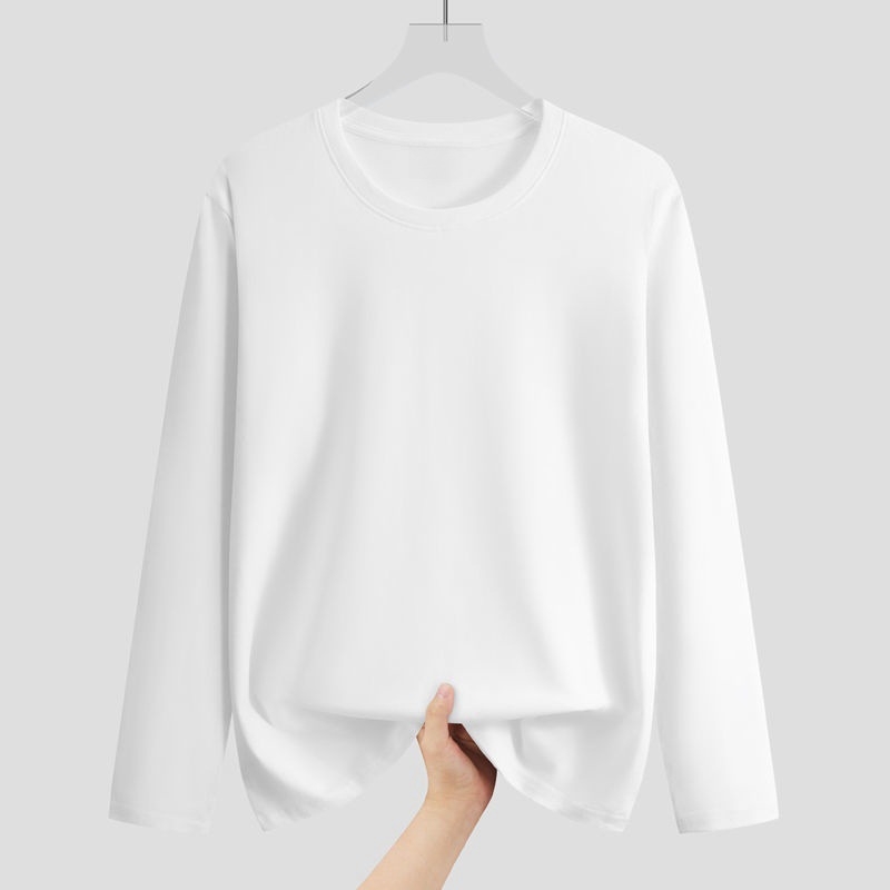 Ανδρικό μακριμάνικο T-shirt σε εφαρμογή Slim, στρογγυλή λαιμόκοψη, μαύρο–λευκό, casual για φθινόπωρο και άνοιξη