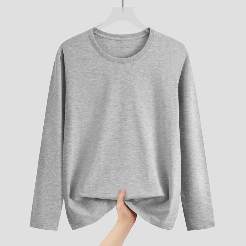 Ανδρικό μακριμάνικο T-shirt σε εφαρμογή Slim, στρογγυλή λαιμόκοψη, μαύρο–λευκό, casual για φθινόπωρο και άνοιξη
