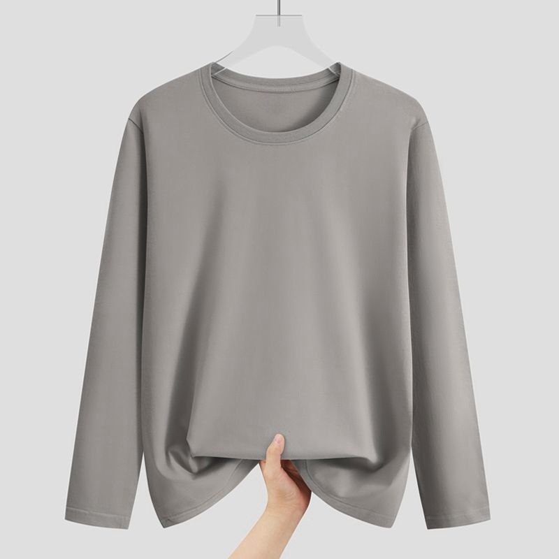 Ανδρικό μακριμάνικο T-shirt σε εφαρμογή Slim, στρογγυλή λαιμόκοψη, μαύρο–λευκό, casual για φθινόπωρο και άνοιξη