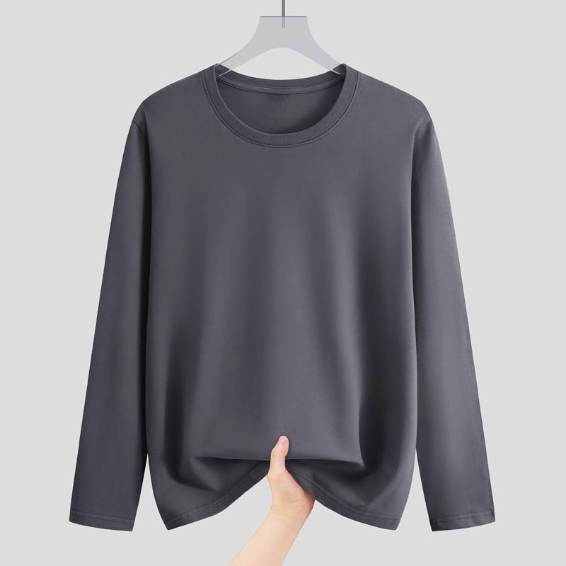 Ανδρικό μακριμάνικο T-shirt σε εφαρμογή Slim, στρογγυλή λαιμόκοψη, μαύρο–λευκό, casual για φθινόπωρο και άνοιξη