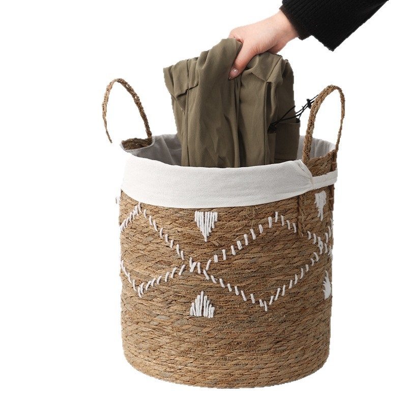 Ručni pleteni koš za prljavo rublje, seoski stil, velika zapremina, pleten od slame, kućni dekor s blagim luksuznim izgledom