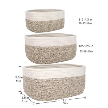 Japanski stil pleteni koš za pohranu od pamukog konca, za dom i ured