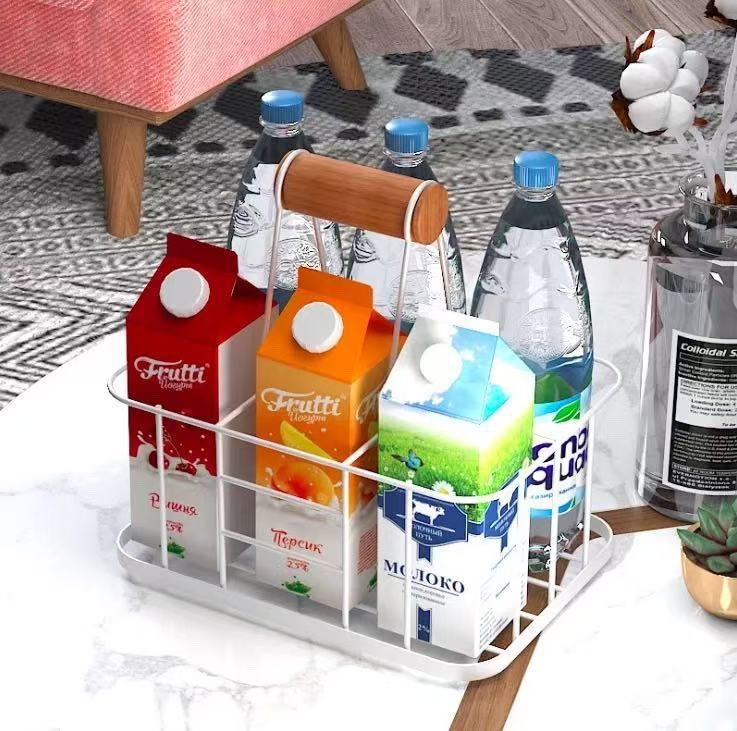 Prijenosni stalak od kovanog željeza s drškom od drveta za 6 boca crnog vina