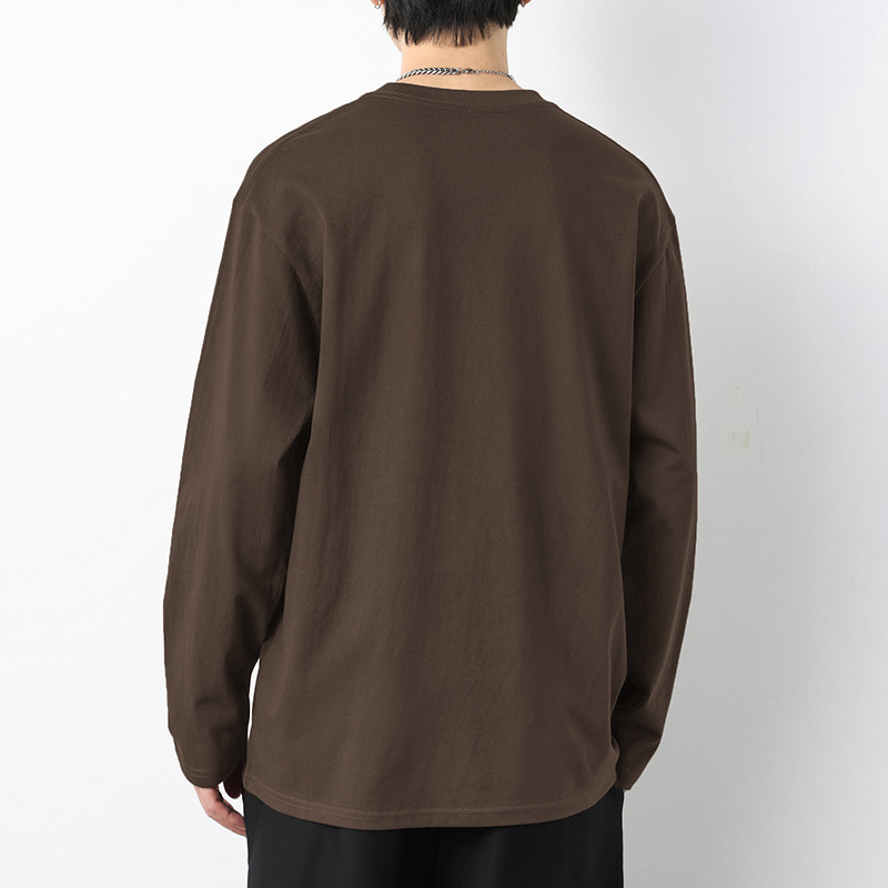 Majica s dugim rukavima od teškog pamuka 260 g, oversize, jednobojna, okrugli izrez, osnovni sloj