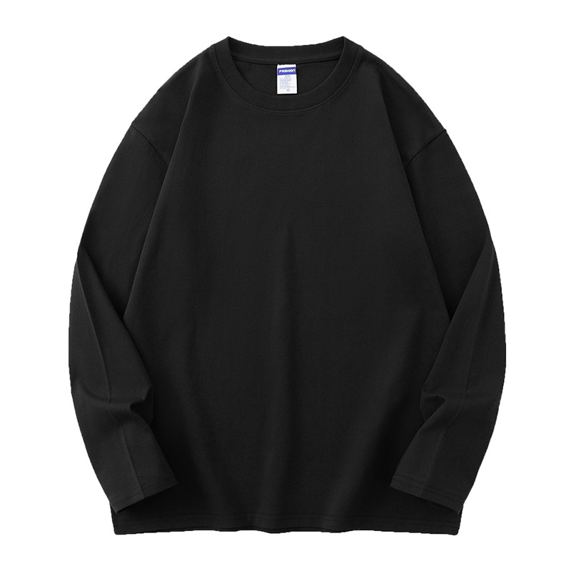 Majica s dugim rukavima od teškog pamuka 260 g, oversize, jednobojna, okrugli izrez, osnovni sloj
