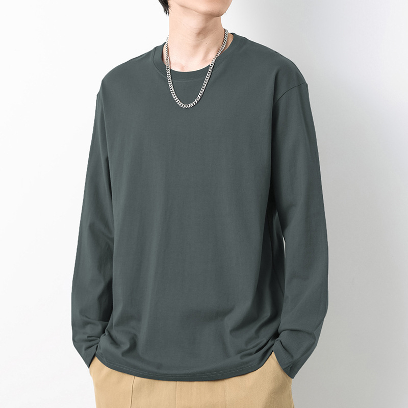 Majica s dugim rukavima od teškog pamuka 260 g, oversize, jednobojna, okrugli izrez, osnovni sloj