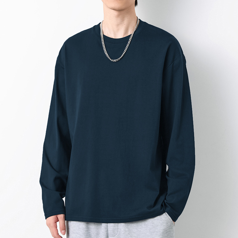 Majica s dugim rukavima od teškog pamuka 260 g, oversize, jednobojna, okrugli izrez, osnovni sloj