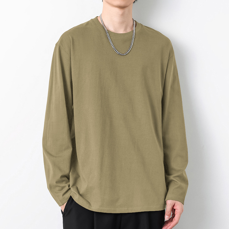 Majica s dugim rukavima od teškog pamuka 260 g, oversize, jednobojna, okrugli izrez, osnovni sloj