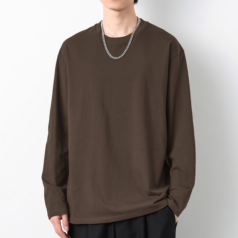 Majica s dugim rukavima od teškog pamuka 260 g, oversize, jednobojna, okrugli izrez, osnovni sloj