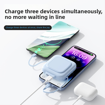 Козметично огледало с Power Bank 10000mAh, компактно преносимо устройство, включен кабел и дисплей за нивото на заряда