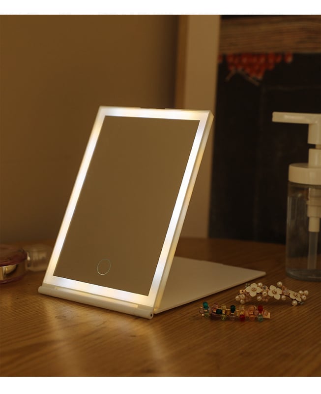 LED επιτραπέζιος καθρέπτης μακιγιάζ με φωτισμό, αναδιπλούμενος και φορητός, τροφοδοσία USB, HD ποιότητα