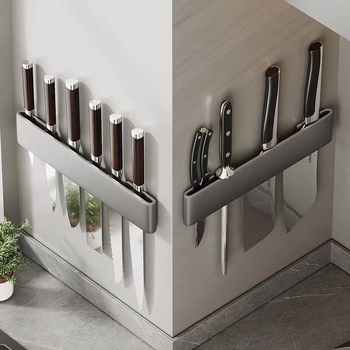 Konyhai kés tartó, többfunkciós falra szerelhető tároló, minimalist design, fúrás nélküli szerelés