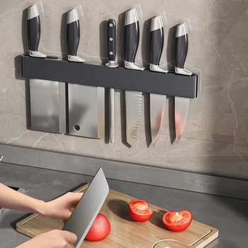 Konyhai kés tartó, többfunkciós falra szerelhető tároló, minimalist design, fúrás nélküli szerelés