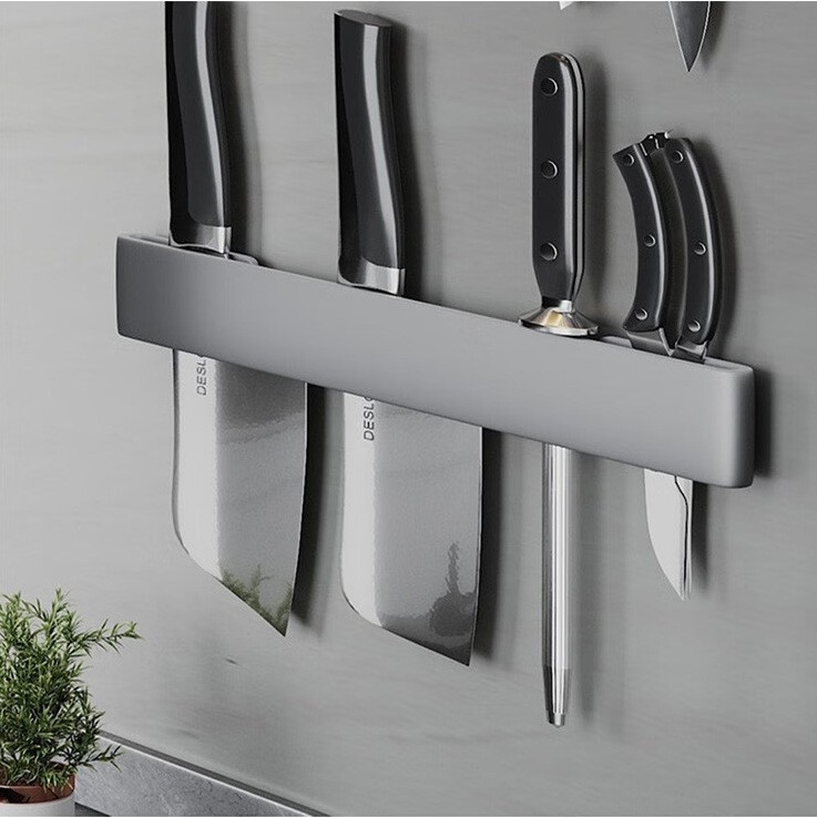 Konyhai kés tartó, többfunkciós falra szerelhető tároló, minimalist design, fúrás nélküli szerelés