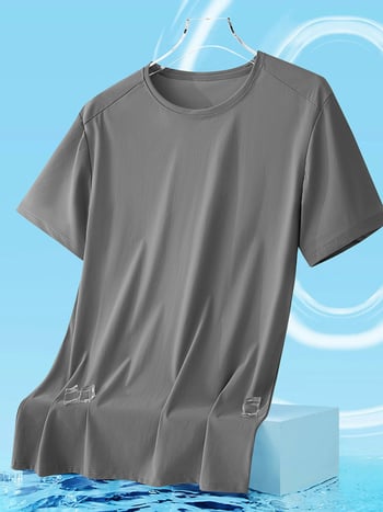 Unisex καλοκαιρινό T-shirt με αντιβακτηριακό ύφασμα ice-silk, ανάλαφρο, διαπνέον, γρήγορο στέγνωμα, κοντό μανίκι για τρέξιμο και γυμναστική